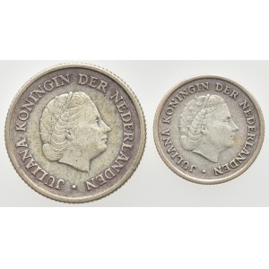 Nizozemské Antily, Juliana 1948-1982, 1/4 gulden 1957, KM# 4, Ag640, 3.575g, 1/10 gulden 1956, KM# 3, Ag640