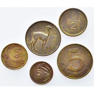 Peru, 5 soles 1978, 1/2 sol 1971, 1975, 5 centavos 1960, 1971