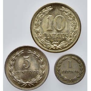 Salvador, 10 centavos 1952, 5 centavos 1966, 1 centavo 1940