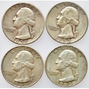 USA, 1/4 dolar 1951, 1952 1960 D, 1963 D