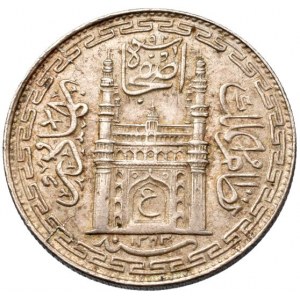Indie - Heydarabad, Mir Usman Ali Khan 1911-1948, 1 rupie AH1343-14 = 1924