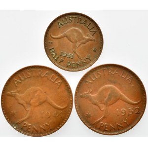 Austrálie, George VI. 1936-1952, 1 penny 1941, 1952, KM# 36, 1/2 penny 1951