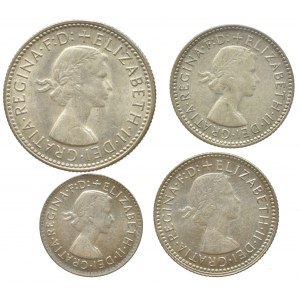 Austrálie, Elizabeth II. 1952 - 1 šiling 1961, KM# 59, Ag500, 5.7g, 6 pence1959, 1963, KM# 58, Ag500, 2.82g, 3 pence 1963, KM# 51, Ag500, 1.41g