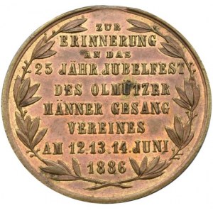 Medaile podle měst, Olomouc - 25. výr. založení mužského pěveckého spolku 1886