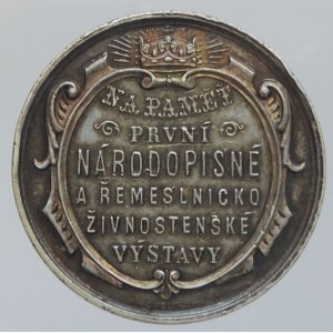 Medaile hospodářské, AR medaile 30mm, 13,27g Na paměť první národopisné a řemeslnicko-živnostenské výstavy 1893 v Praze na Smíchově, vydal Chaura