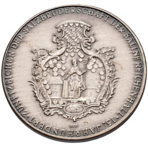 Německo, medaile b.l., nápis Saline Zunftzeichen der Salzbruderschaft 15. Jahrhundert