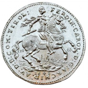 Kopie historických mincí, Ferdinand Karel - arcivévoda, dvoudukát 1642, Tyroly, Hall