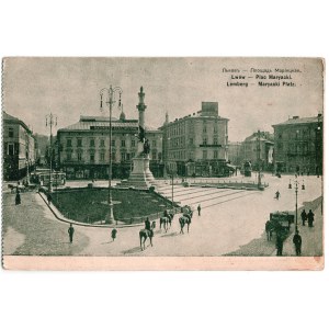 LWÓW - Plac Maryacki. Lwów, D. Grunda, Dozwolone przez cenzurę wojenną, [ca wrzesień 1914-czerwiec 1915]...