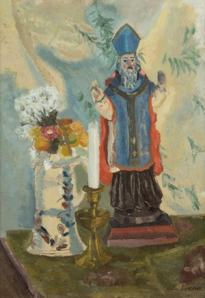 Emil Krcha (1894 Kałusz –1972 Kraków), Martwa natura z figurką