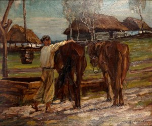 Jan Erazm Kotowski (1885 Opatkowiczki k. Pińczowa - 1960 Milanówek), U wodopoju, 1922 r.
