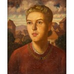 Tadeusz Marczewski (1879-1963), Portret kobiety na tle miasta, ok. 1940 r.