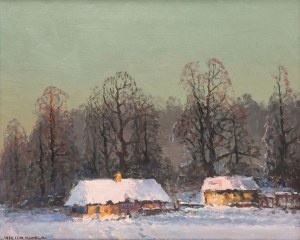 Wiktor Korecki (1890 Kamieniec Podolski - 1980 Milanówek k. Warszawy), Chaty w zimowym pejzażu