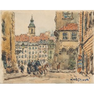 Tadeusz Cieślewski (1870 Warszawa-1956 tamże), Widok na Rynek Starego Miasta