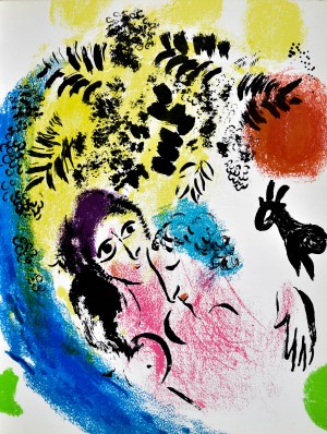Marc CHAGALL (1887 - 1985), Les Amoureux au soleil rouge