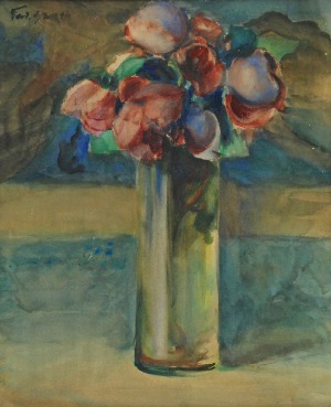 Teodor GROTT (1884-1972), Kwiaty (róże bordo), 1910