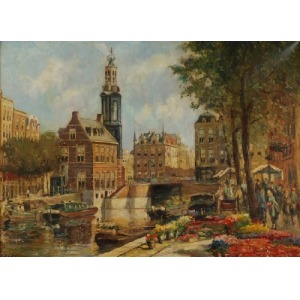 Louis de LEEUW (1875-1931), Targ kwiatowy w Amsterdamie