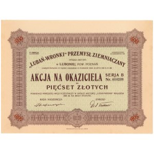 LUBAŃ-WRONKI Przemysł Ziemniaczany w Luboniu, Em.5, 500 zł