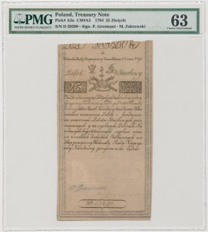 25 złotych 1794 - D - PMG 63