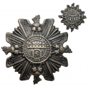 Odznaka, ORLĘTA Obrońcom Kresów 1919 - z miniaturką na słupku
