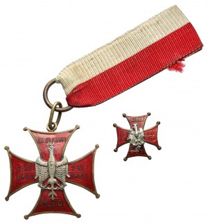 Krzyż Miejskiej Straży Obywatelskiej Lwowa ZA ZASŁUGI 1918 I.XI 1928 M.S.O + miniaturka