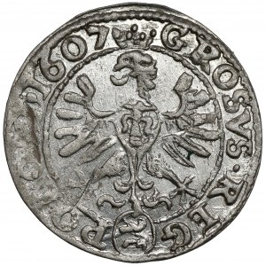 Zygmunt III Waza, Grosz Kraków 1607 - Lewart w kole - PIĘKNY