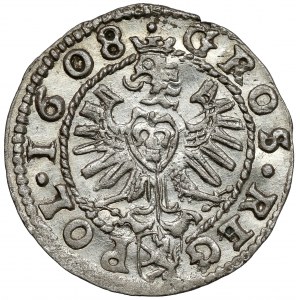 Zygmunt III Waza, Grosz Kraków 1608 - wczesny - PIĘKNY