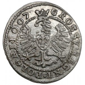 Zygmunt III Waza, Grosz Kraków 1607 - Lewart na awersie - piękny