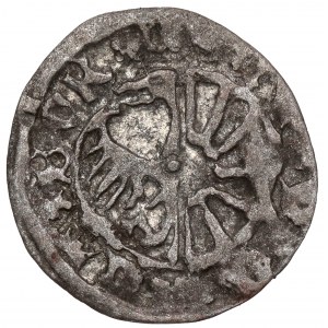 Śląsk, Ks. Raciborskie, Halerz Racibórz (1450-70) - hełm/herb