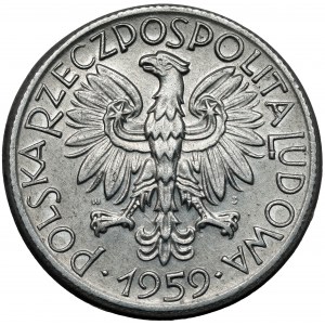 Destrukt 5 złotych 1959 Rybak - efektowny