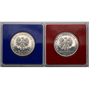 ZESTAW Próba SREBRO 1.000 złotych 1986 i 500 złotych 1986 - Ochrona Środowiska / Sowa (2szt)