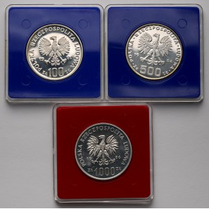 PROBENSATZ SILBER 1.000 Gold 1986 und 500 Gold 1981-1984 - Umweltschutz (3 Stck.)