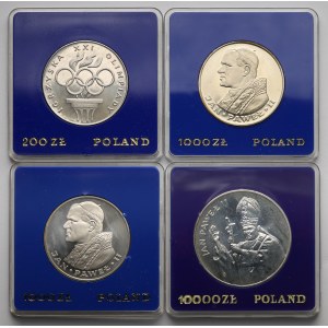 200 - 10.000 złotych 1976-1987 - Jan Paweł II i Igrzyska XXI Olimpijskie (4szt)