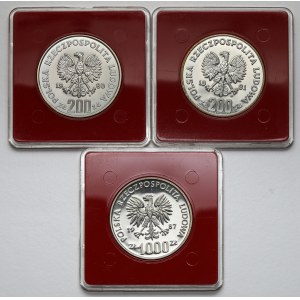 PRÓBY 200 - 1.000 złotych 1980-1987 - Kazimierz I, Władysław I i Kazimierz III (3szt)