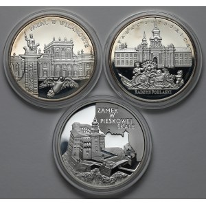20 złotych 1997-2000 - Pałac Potockich, Pałac w Wilanowie i Zamek w Piaskowej Skale (3szt)