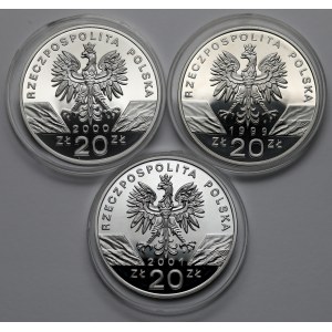 20 złotych 1999-2001 - Wilk, Dudek i Paź Królowej (3szt)