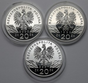 20 złotych 1999-2001 - Wilk, Dudek i Paź Królowej (3szt)