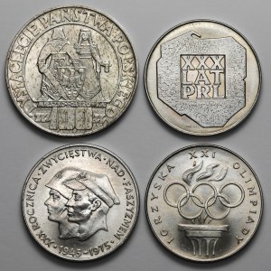 100 - 200 złotych 1966-1976 Mieszko i Dąbrówka, Mapka, Faszyzm i Igrzyska (4szt)