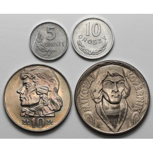 5-10 groszy i 10 złotych 1959-1970 (4szt)