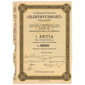 ELEKTRYCZNOŚĆ Sp. Akc., 100 zł 1935