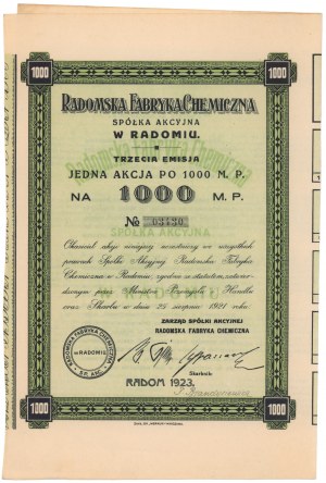 Radomska Fabryka Chemiczna, Em.3, 1.000 mkp 1923
