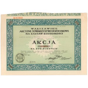 Warszawskie Akc. Tow. Pożyczkowe na Zastaw Ruchomości, Em.5, 100 zł 1932
