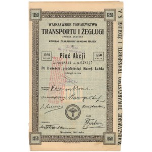Warszawskie Tow. Transportu i Żeglugi, Em.1, 5x 250 mkp 1921