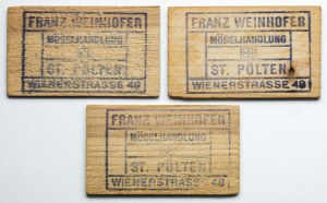 Austria, St. Polten - Franz Weinhofer - DREWNIANE NOTGELDY (3szt)