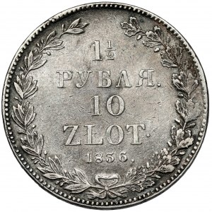 1-1/2 rubla = 10 złotych 1836 НГ, Petersburg - wysoka, 14 jagódek