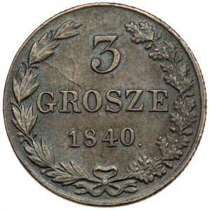 3 grosze 1840 MW, Warszawa - kropka po dacie