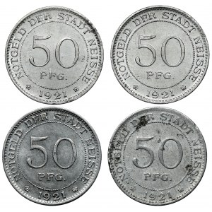 Neisse (Nysa), 50 fenigów 1921 - zestaw (4szt)