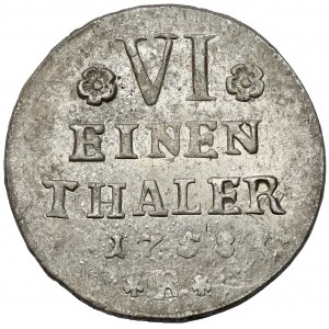 Anhalt-Bernburg, Viktor II Friedrich, 1/6 taler 1758-B