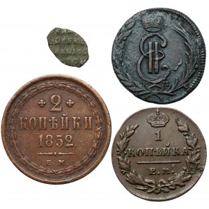Rosja, 1-2 kopiejki 1773-1852 + łezka (4szt)