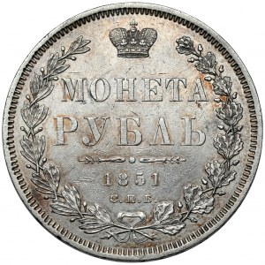 Russia, Nicholas I, Ruble 1851 ПА, Petersburg