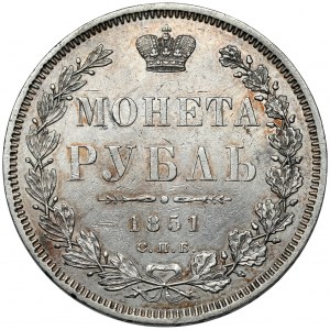 Rosja, Mikołaj I, Rubel 1851 ПА, Petersburg